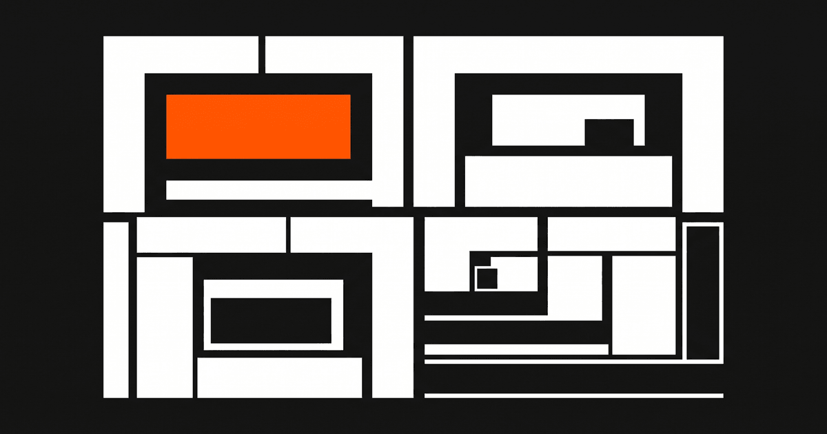 A tidy grid of nested blocks forming an organised account structure, one in orange.