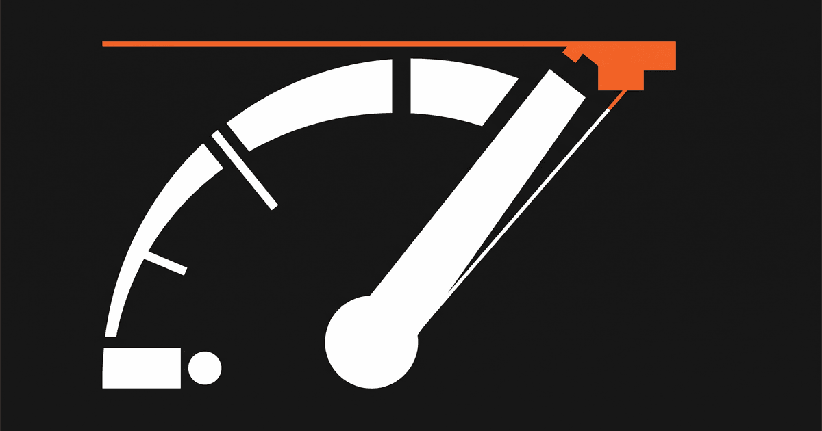 Bold graphic of a budget gauge pinned against an orange ceiling line, in HOC brand style.
