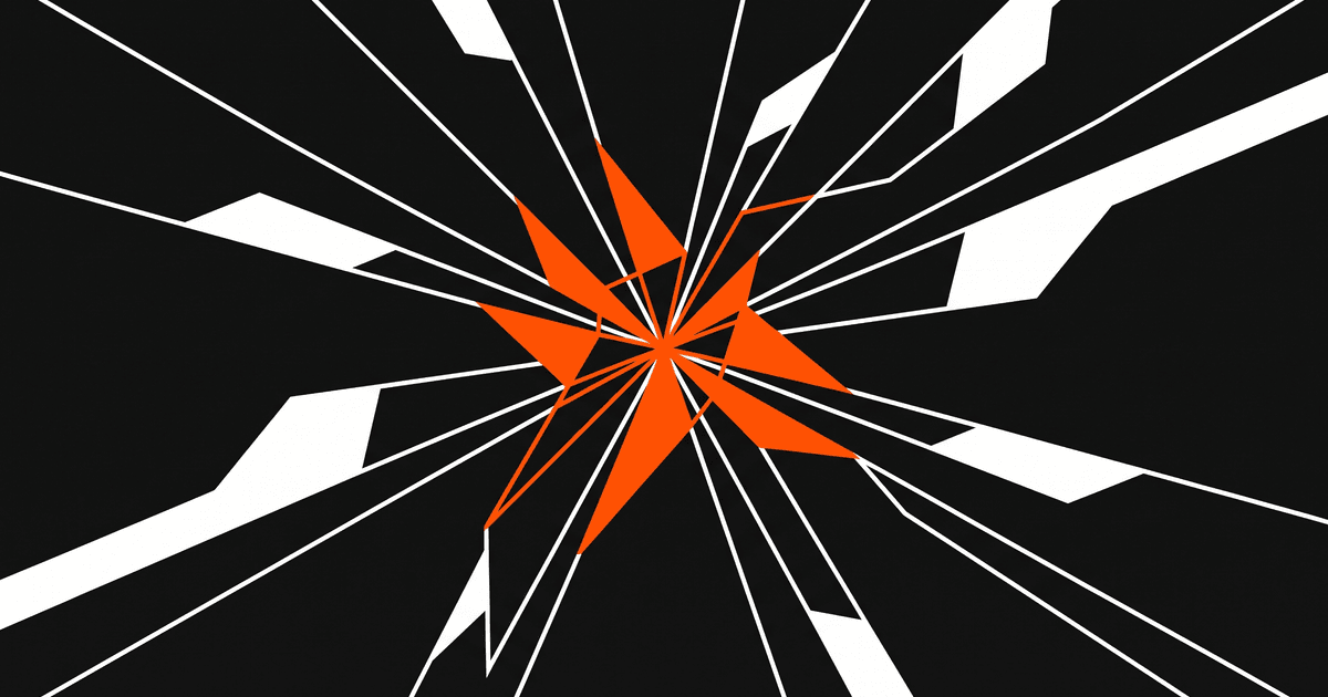 A starburst node radiating lines from an orange core, suggesting AI.