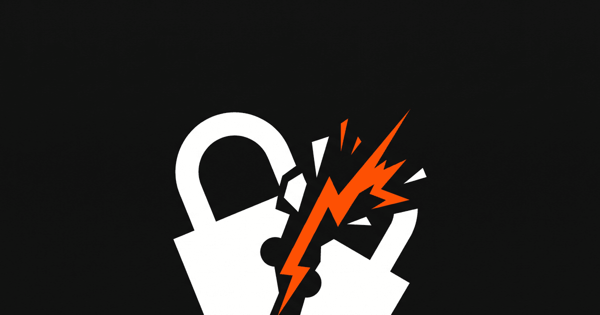 A padlock breaking open with an orange spark, suggesting account recovery.