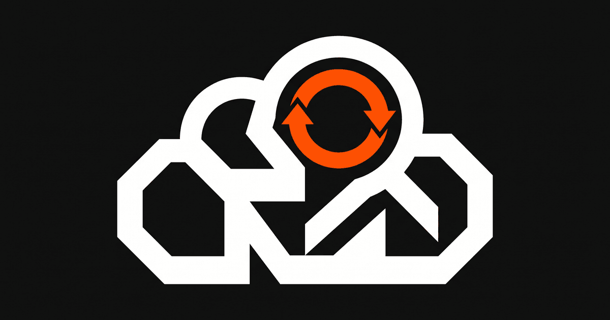A cloud with an orange recurring-cycle loop, suggesting subscription software.